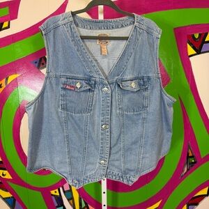 Kikomo, Blue Denim Vest Classic Style. Size 22/24W. Excellent vintage condition!